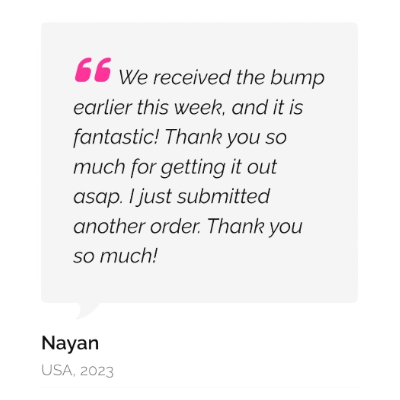 Testimonial quote from one of Moonbump's happy customers