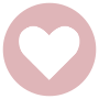 Pink circle with a white heart icon inside.